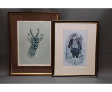 Five pictures, prints etc, to include limited edition artists proof by Brian Rawling "Roebuck", a photographic print of John 