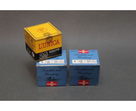 Seventy five 410 shotgun cartridges, to include two boxes of Gamebore Traditional, 76 mm plastic wad, 16 gram, shot size 6, a