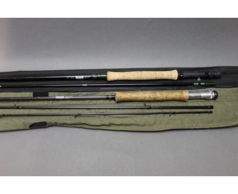 Fibatube two trout fly rods, a Reservoir Fly in two sections 9' 6", line 7-8 and a Graphite carbon fibre trout fly rod 10', l