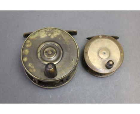 Two brass reels, the first S Lucas of Inverness, 2 1/2", together with D B Crockhart Perth 3 1/2".