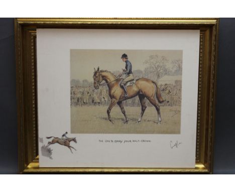 Snaffles a print on board "The One To Carry Your Half Crown", 44 x 50 cm, together with Lionel Edwards "The Four Burrow (Corn