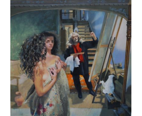 Robert Lenkiewicz (1941-2002), Reflections 'Painter with Anna, St Antony Theme', limited edition print No.171/275, 109cm x 10