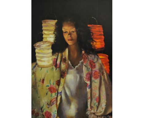 Robert Lenkiewicz (1941-2002), limited edition signed print, no 294/500 'Anna with Paper Lanterns', 56cm x 39cm.