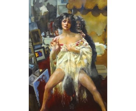 Robert Lenkiewicz (1941-2002), open print, 'The Painter with Bernadette', 73cm x 50cm.