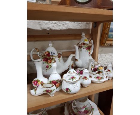 SHELF LOT OF ROYAL ALBERT COUNTRY ROSE