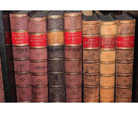 GOOD COLLECTION OF LEATHER BOUND BOOKSincluding 'The Quiver, 'Girls Own Manual' and other book series'
