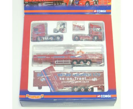 Manufacturer - Corgi | Description - 2 Tractor Units, Curtainside &amp; Stone Trailer Set - Barry Proctor | Stock Code - CC99