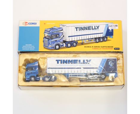 Manufacturer - Corgi | Description - Scania R Series Curtainside - Tinnelly Transport | Stock Code - AN13710 | Model Conditio