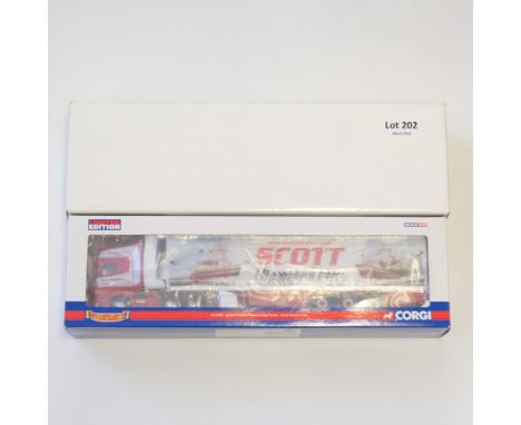 Manufacturer - Corgi | Description - Scania R Series Topline Fridge Trailer - Scott Trawlers LTD | Stock Code - CC13705 | Mod