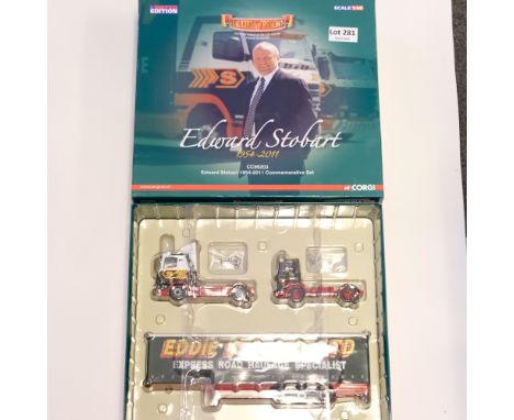 Manufacturer - Corgi | Description - 2 Tractor Unit &amp; Curtainside Trailer Set - Eddie Stobart | Stock Code - CC99203 | Mo