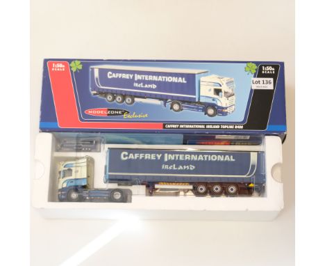 Manufacturer - Universal Hobbies | Description - Scania Topline Curtainside Trailer - Caffrey International | Stock Code - UH