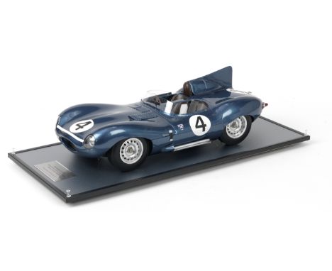 A 1:8 scale model of the 1954 Ecurie Ecosse Jaguar D-Type 'Shortnose' Team car by Javan Smith,scratch-built 'kerbside' model 