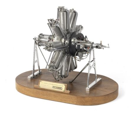 A 1:4 scale model of 1917 Clerget 9b rotary aeroplane engine by A J Webb in 2012,numbered 1, fine quality white metal constru