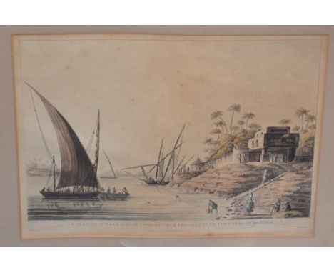 Luigi Mayer (1755-1803), wo hand-coloured aquatints by Thomas Milton of Egyptian scenes, 1801, each 25.5 x 32.5cm, together w