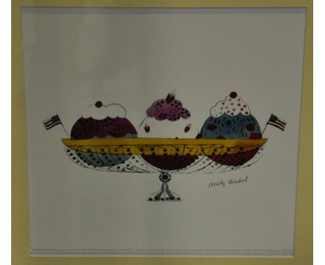 A 2007 framed print of Andy Warhol's Ice Cream Dessert, c. 1959. Dim: 29 x 29cm