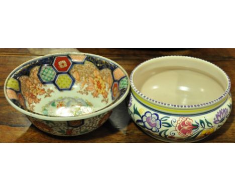 A Poole pottery bowl together with an Imari bowl