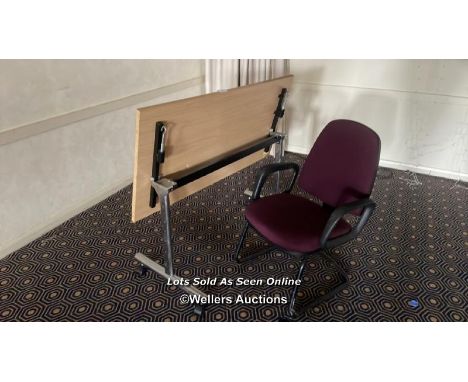 FOLDING DESK AND CHAIR, DESK 70CM (H) X 130CM (L) X 65CM (D) / COLLECTION LOCATION: OLD WOKING DISTRICT RECREATION CLUB, 33 W