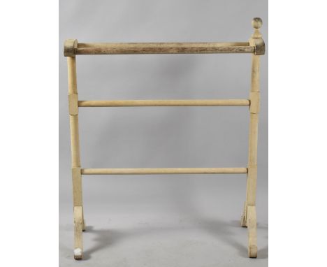 A Vintage Pine Towel Rail, Missing One Finial, 66cm wide 