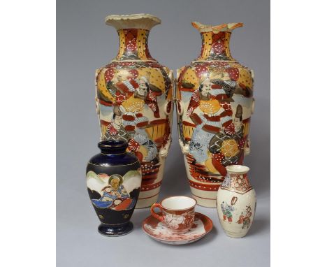 A Collection of Various 20th Century Japanese Ceramics to Compises Large Pair of Satsuma Vases With Court Scene Decoration, a