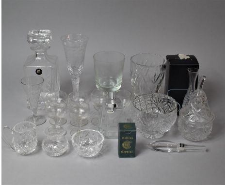 A Collection of Various Drinking Glasses to comprise Air Twist Stemmed Commemorative Glass for The Ironbridge Bicentenary 177