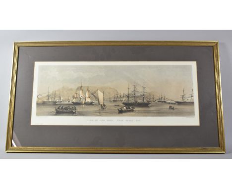 A Framed Maritime Print, "View of Cape Town, From Table Bay", 59x23cm 