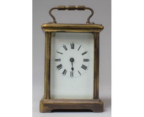 An Early 20th Century French Brass Carriage Clock, Movement Working Intermittently and Probably Needs a Clean 