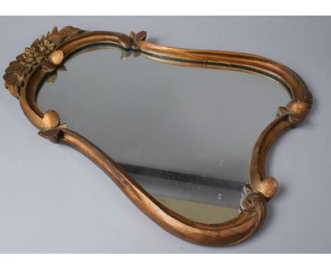 A Gilt Framed Shaped Wall Mirror, 48x37cm 
