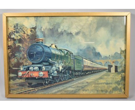 A Framed Railway Print of King Class Locomotive and Carriages, 75x50cm 