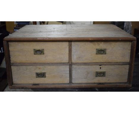 A Late 19th/Early 20th Century Two Handled Four Drawer Tool Chest with Inset Brass Drop Handles, 80cm x 54cm 
