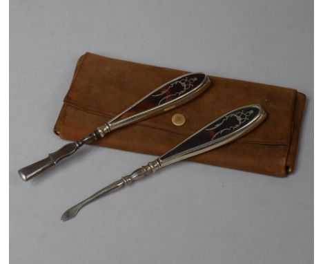 A Pair of Edwardian Silver and Tortoiseshell Manicure Tools, Adie Brothers, Birmingham 1922 