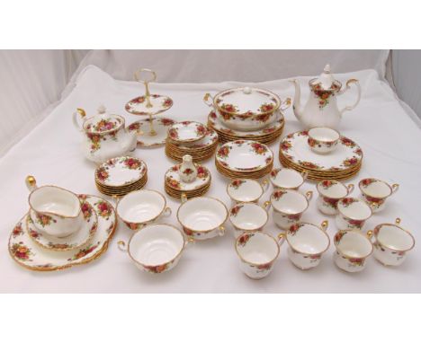 Royal Albert Old Country Roses dinner and tea service to include tureen and cover coffee pot, teapot, cups and saucers (64)