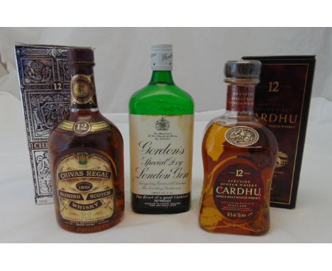 Cardhu 12 year old single malt Scotch whisky 70cl 40% 1990s bottling in original packaging, Chivas Regal 12 year old Scotch w