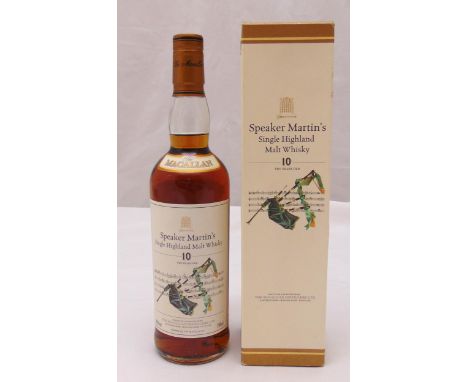 A presentation bottle of Macallan 10 year old single malt whisky from Speaker Martin from the Houses of Parliament in origina