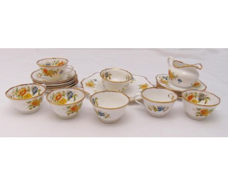 Royal Albert early 20th century teaset for six place settings to include plates, cups, saucers, milk jug, sugar bowl and cake