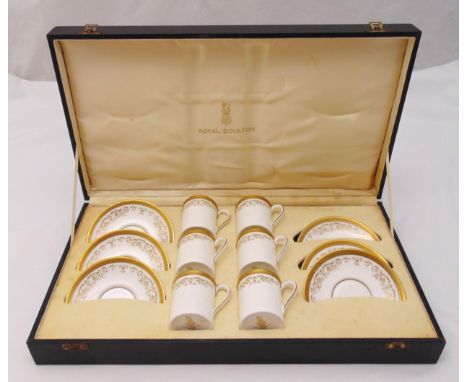 Royal Doulton cased set of Belmont pattern H4991 coffee cups and saucers