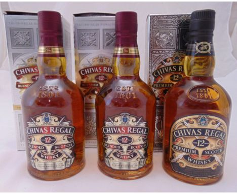 Three 70cl bottle of Chivas Regal Scotch Whisky in original packaging