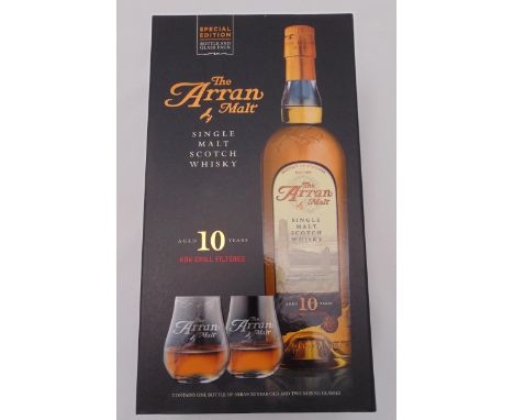 The Aran 10 year old single malt Scotch whisky 70cl 46% Special Edition in fitted packaging to include two nosing glasses