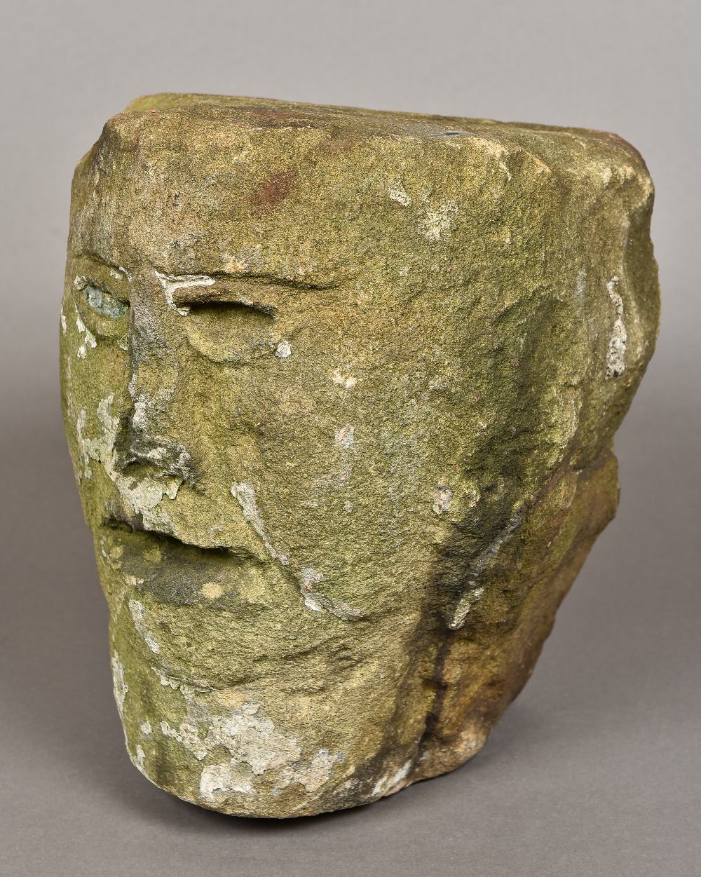 A Celtic carved stone head (100BC - 100AD) Found Shropshire. 28 cm high ...