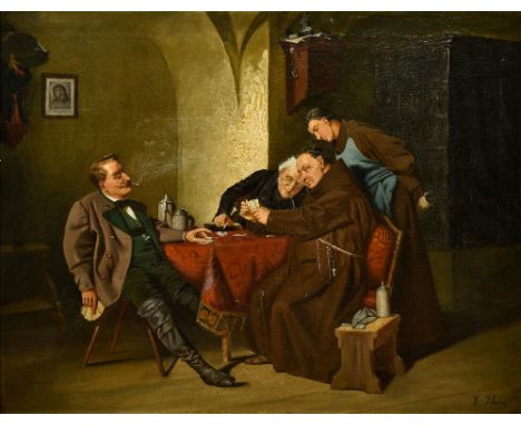 E BARIE (19th/20th century) ContinentalThe Monks HandOil on canvasSigned67.5 x 54 cm, framed   CONDITION REPORTS:  Generally 