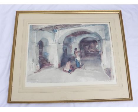 WILLIAM RUSSELL FLINT FRAMED PRINT 'THE UNSEEN TARGET' SIGNED, GALLERY BLIND STAMP