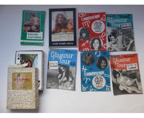  VINTAGE 'GLAMOUR' INC. 'LOVELY LORRAINE', 'GLAMOUR TOUR', 'BEAUTY SCOPE', PLAYBOY PLAYMATE CALENDAR 1973, ESQUIRE LARGE PLAY
