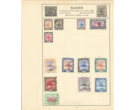 British Commonwealth stamp collection 6 loose album leaves countries include Sudan, Swaziland, Transvaal, Trinidad and Tobago