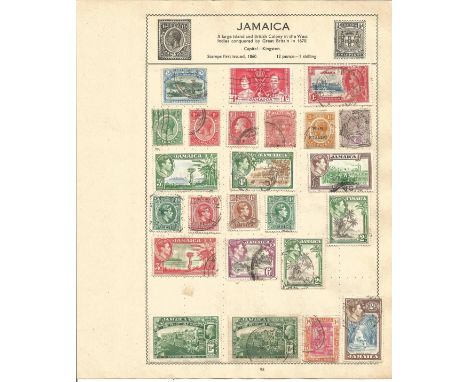 British Commonwealth stamp collection 7 loose album leaves countries include Jamaica, Kenya, Uganda, Tanganyika and Tanzania.