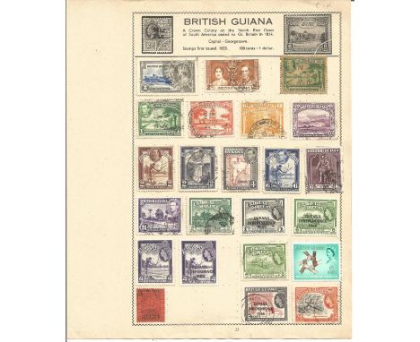 British Commonwealth Stamp collection 8 loose album leaves countries include Barbados, Basutoland, Bechuanaland, Bermuda, Bri