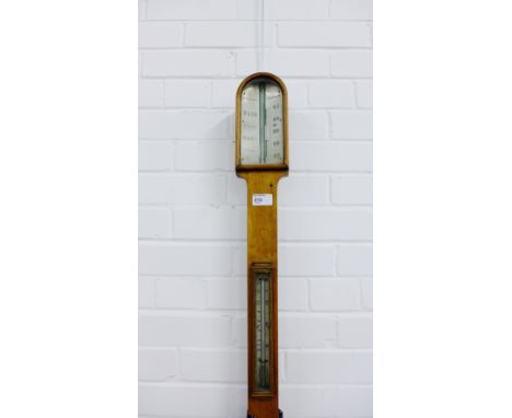 19th century Hay and Lyall, Aberdeen mahogany cased stick barometer (a/f - mercury leaking) 90cm long