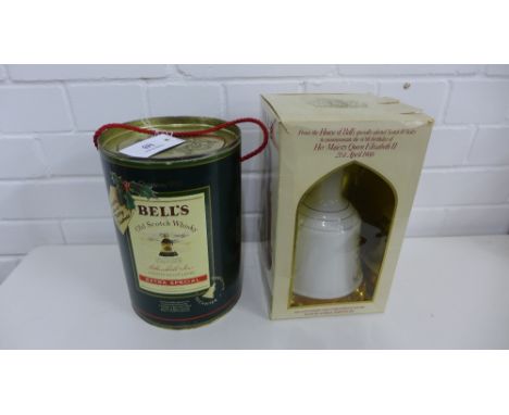 Two Bells Scotch whisky commemorative decanters to include QEII 60th birthday and Christmas, 1988 (2)