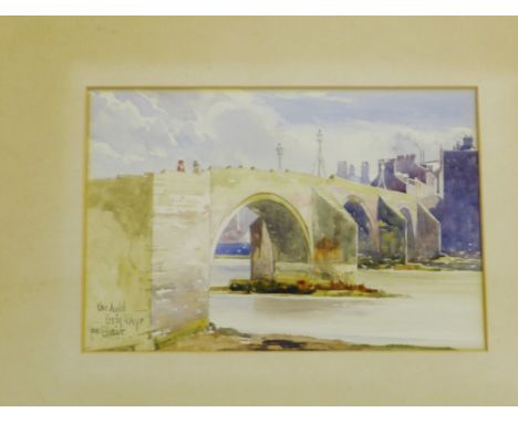 John Blair The Auld Brig O' Ayr Watercolour Signed and framed 26 x 18cm