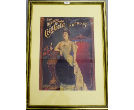 Coca Cola, reproduction gilt framed print 