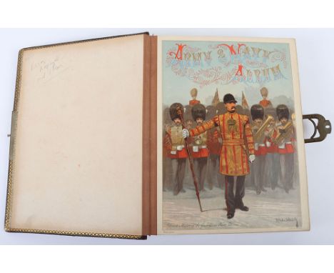 Army & Navy Album of Studio Photograph Cards: Super quality Victorian  leather bound album with metal lock, coloured pictures