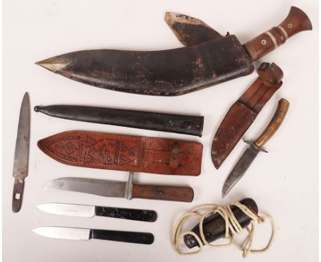 Military and other Knives: Large type military Sheffield made  jack knife on , vintage Bushmans Friend knife in sheath and on